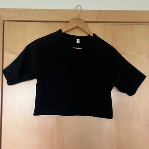 KOTN Women's Heavyweight Crop Tee in BLACK